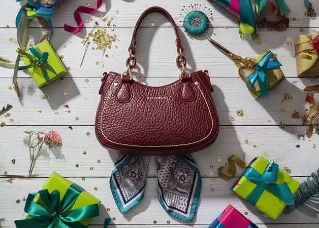 Bagetová kabelka z umělé kůže s kontrastním prošíváním