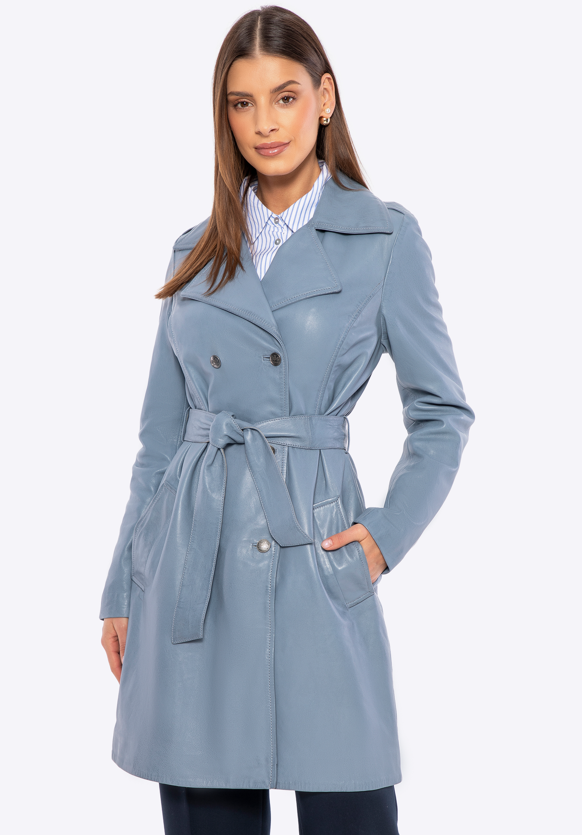 Жіноче пальто з овечої шкіри, синій, 100-09-406-7-M, Фото 1