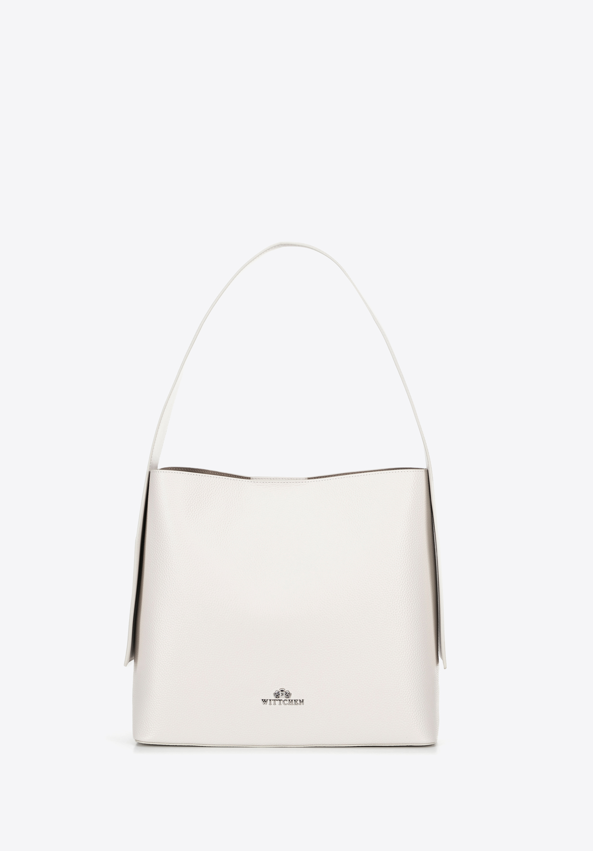 Шкіряна сумка-шоппер з додатковими кишенями, нечисто білий, 100-4E-203-0, Фото 1