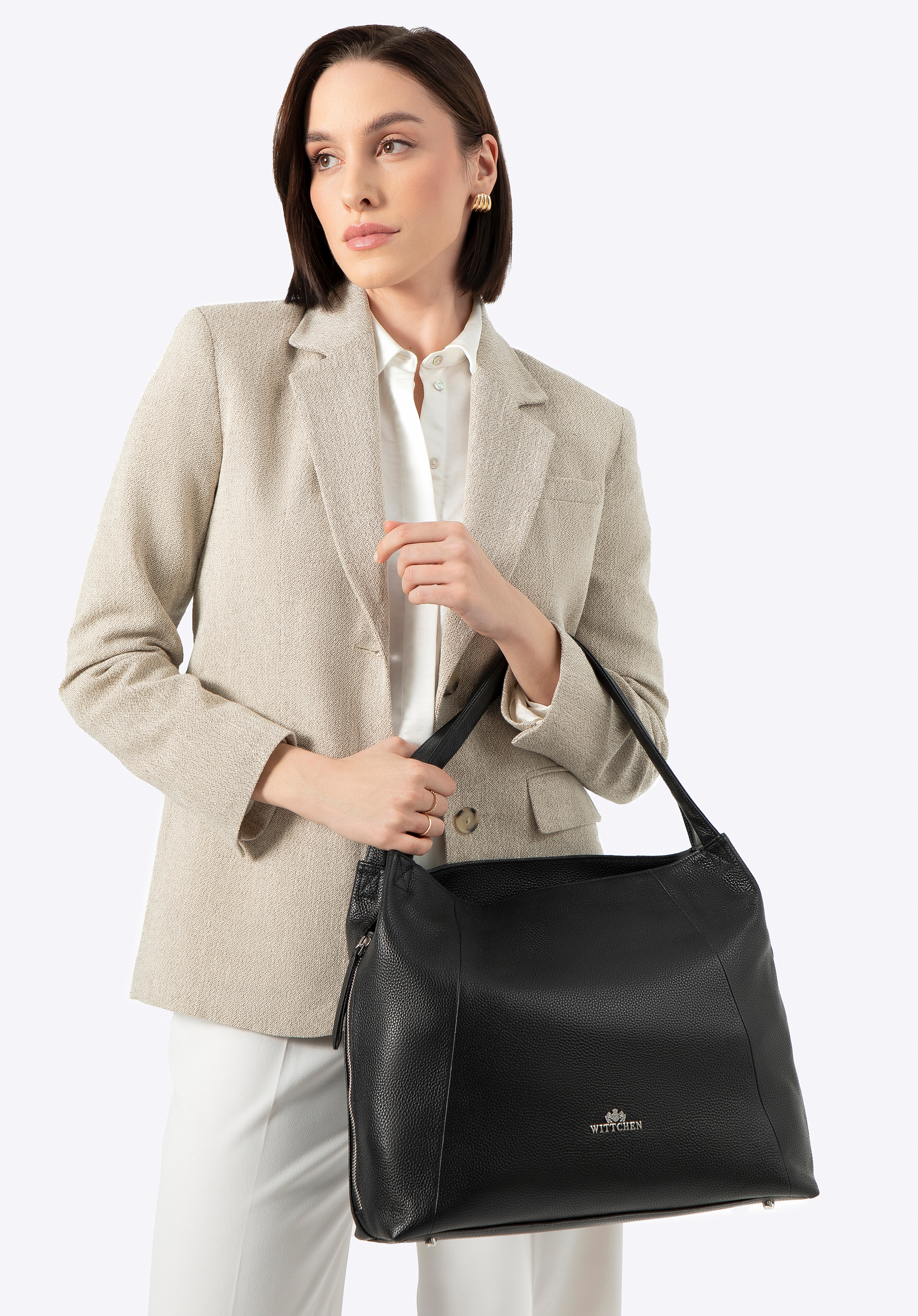 Жіноча шкіряна сумка, чорно-срібний, 100-4E-626-1S, Фото 1