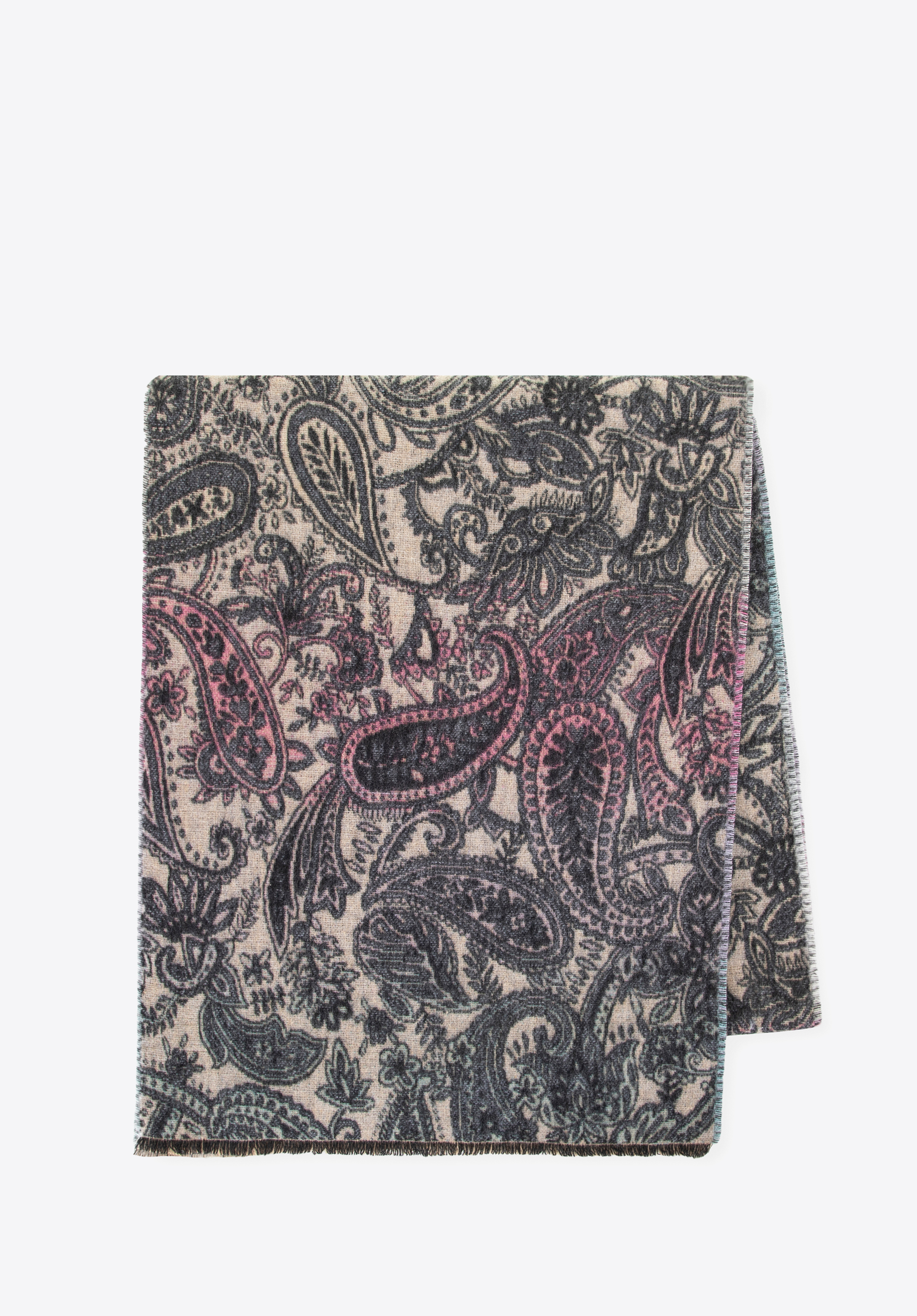 Жіночий шарф пейслі, сіро-рожевий, 100-7D-003-8, Фото 1