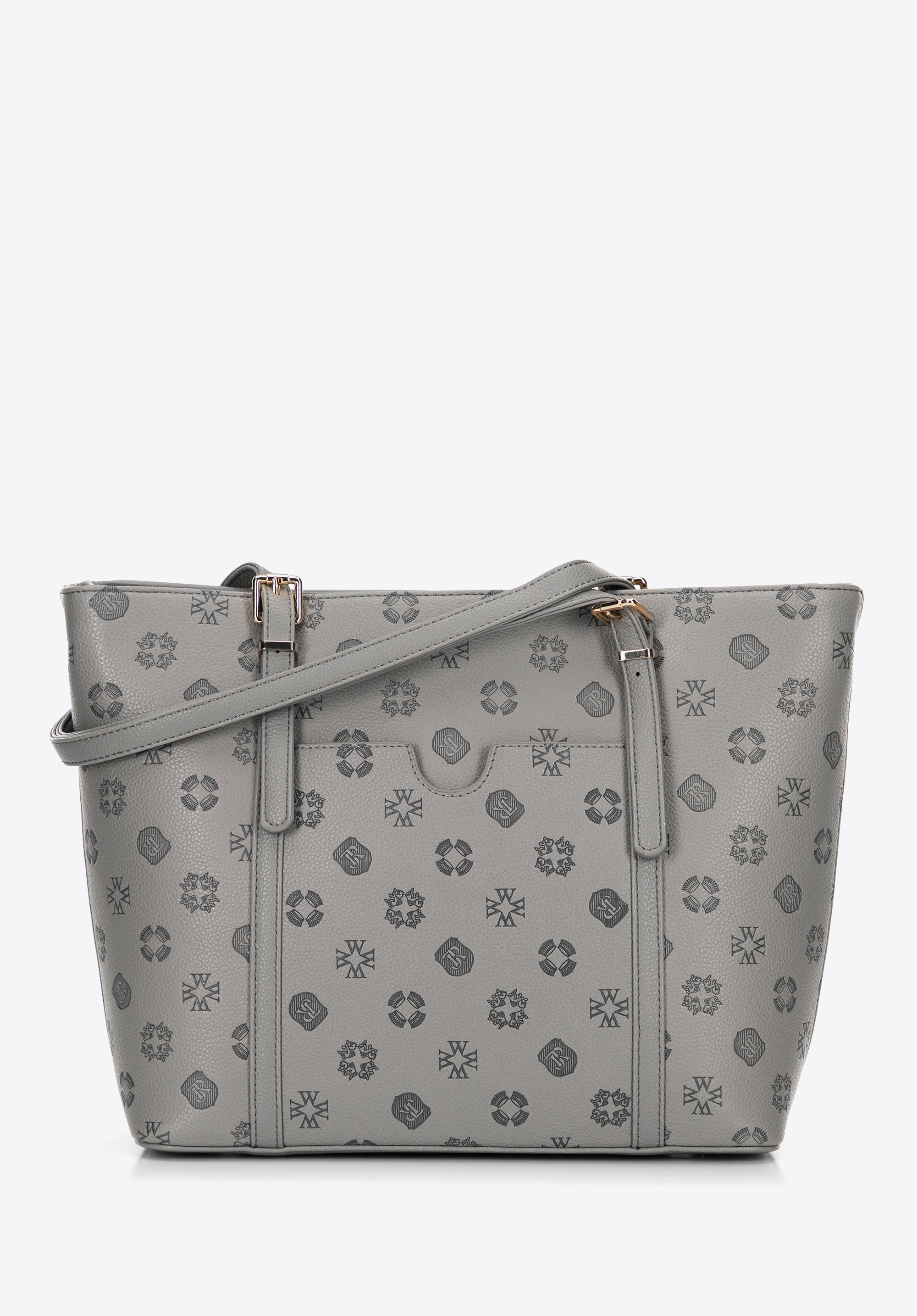 Жіноча сумка-шопер з екошкіри з тисненням, сірий, 101-4Y-P05-8, Фото 1