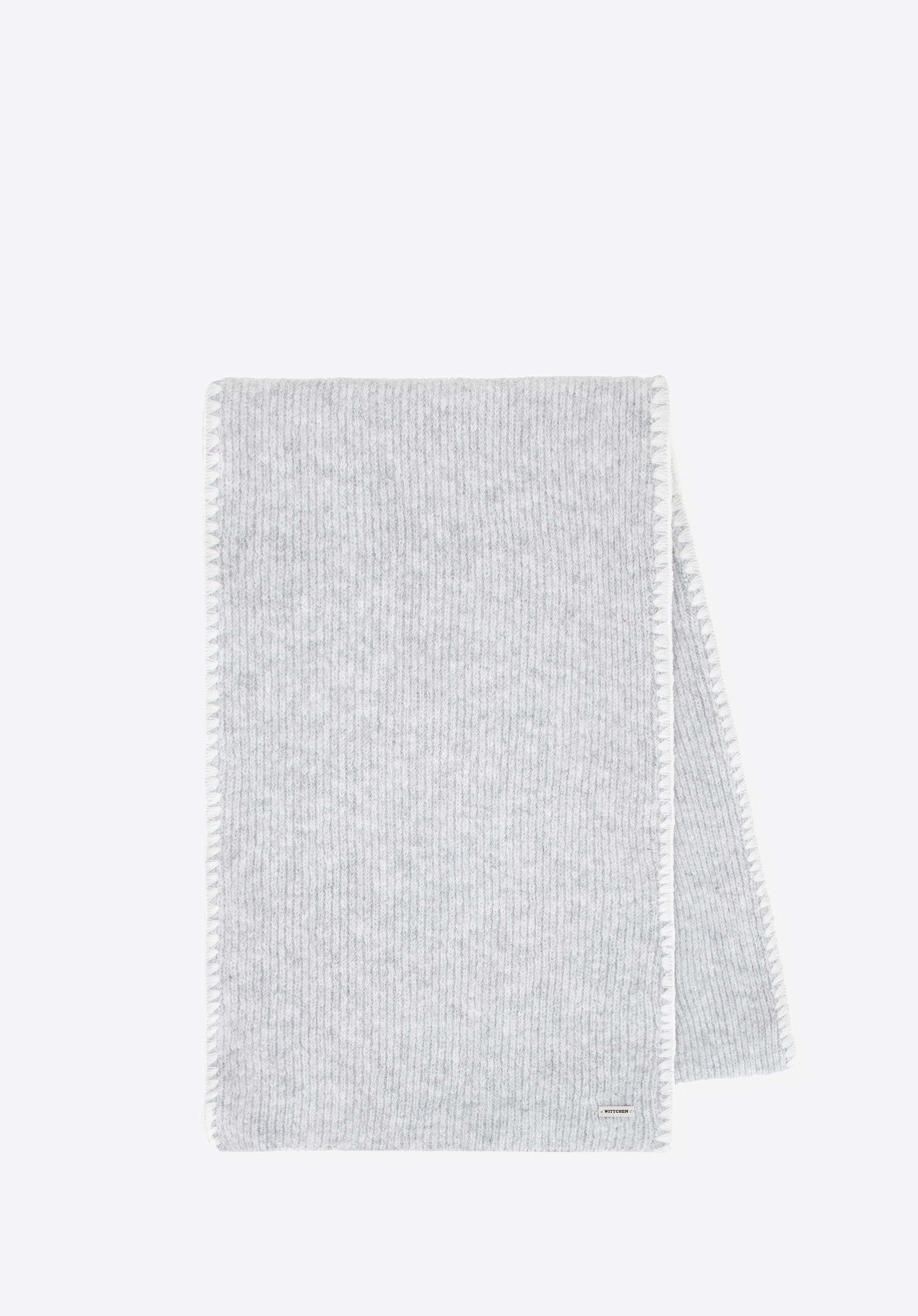 Жіночий шарф з оздобленим краєм, сірий, 101-7F-203-8, Фото 1