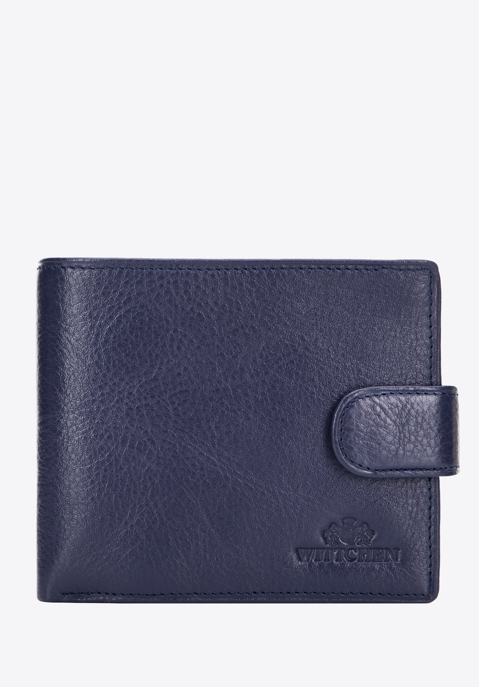 Шкіряний чоловічий гаманець із застібкою, темно-синій, 21-1-125-NL, Фото 1