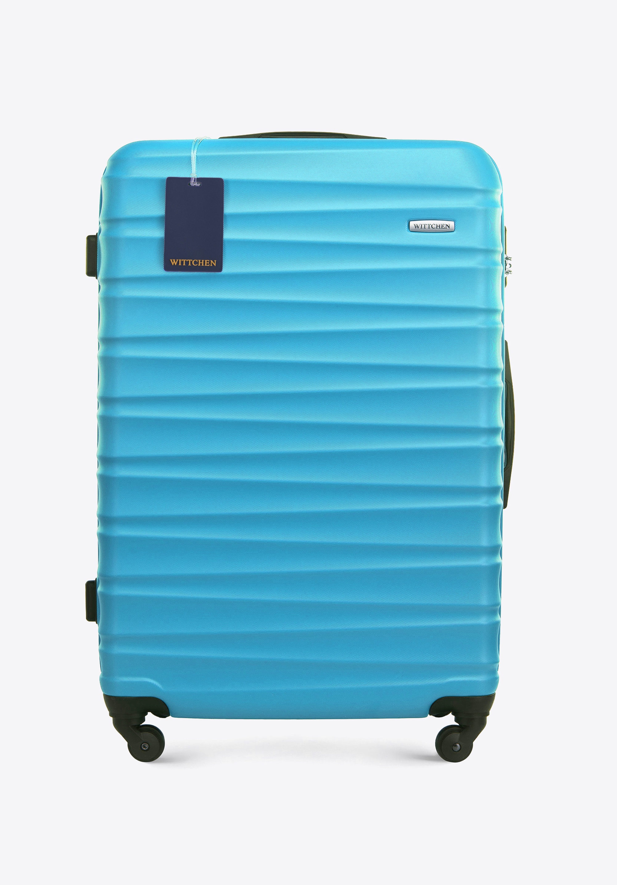 Велика валіза з ABS-пластику та багажна бирка з логотипом, синій, 56-3A-313-70Z6, Фото 1