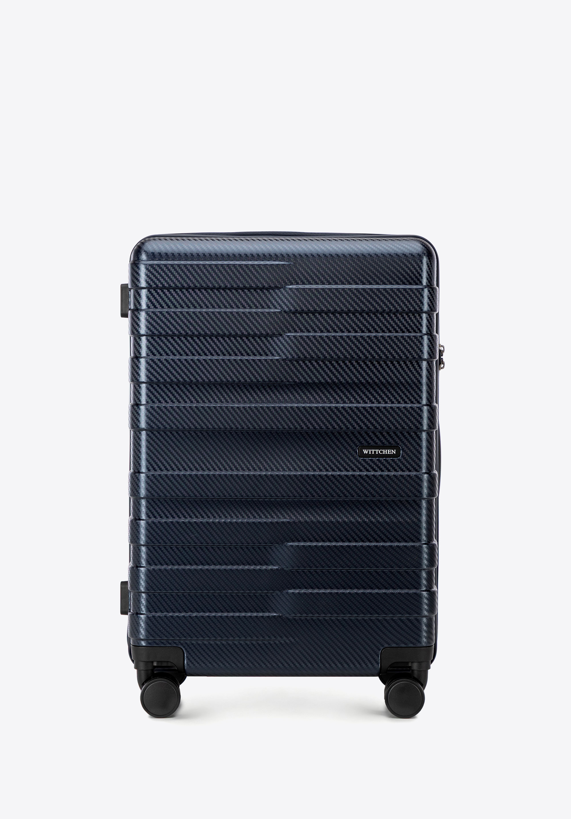 Середня валіза з полікарбонату з горизонтальними смугами, темно-синій, 56-3P-582-30, Фото 1