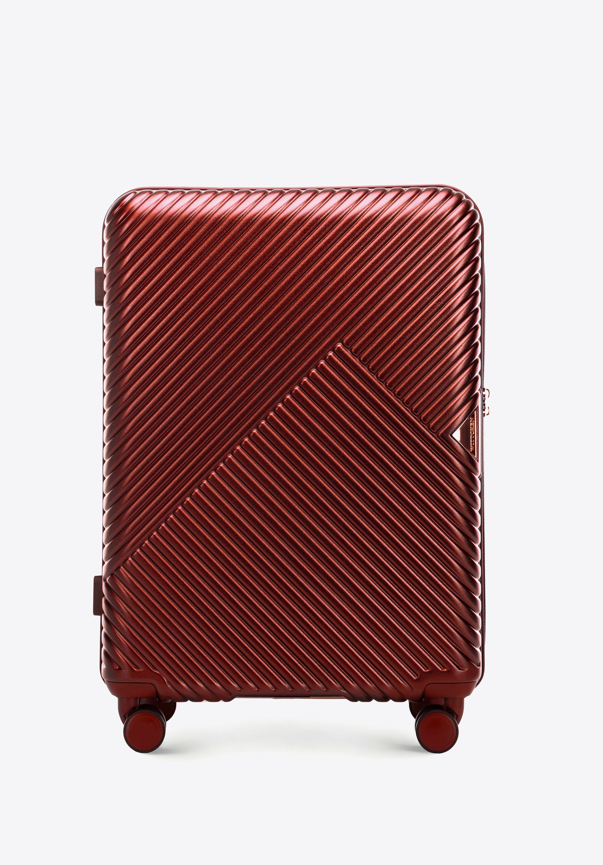 Середня валіза з полікарбонату в смужку, бургунді, 56-3P-842-35, Фото 1