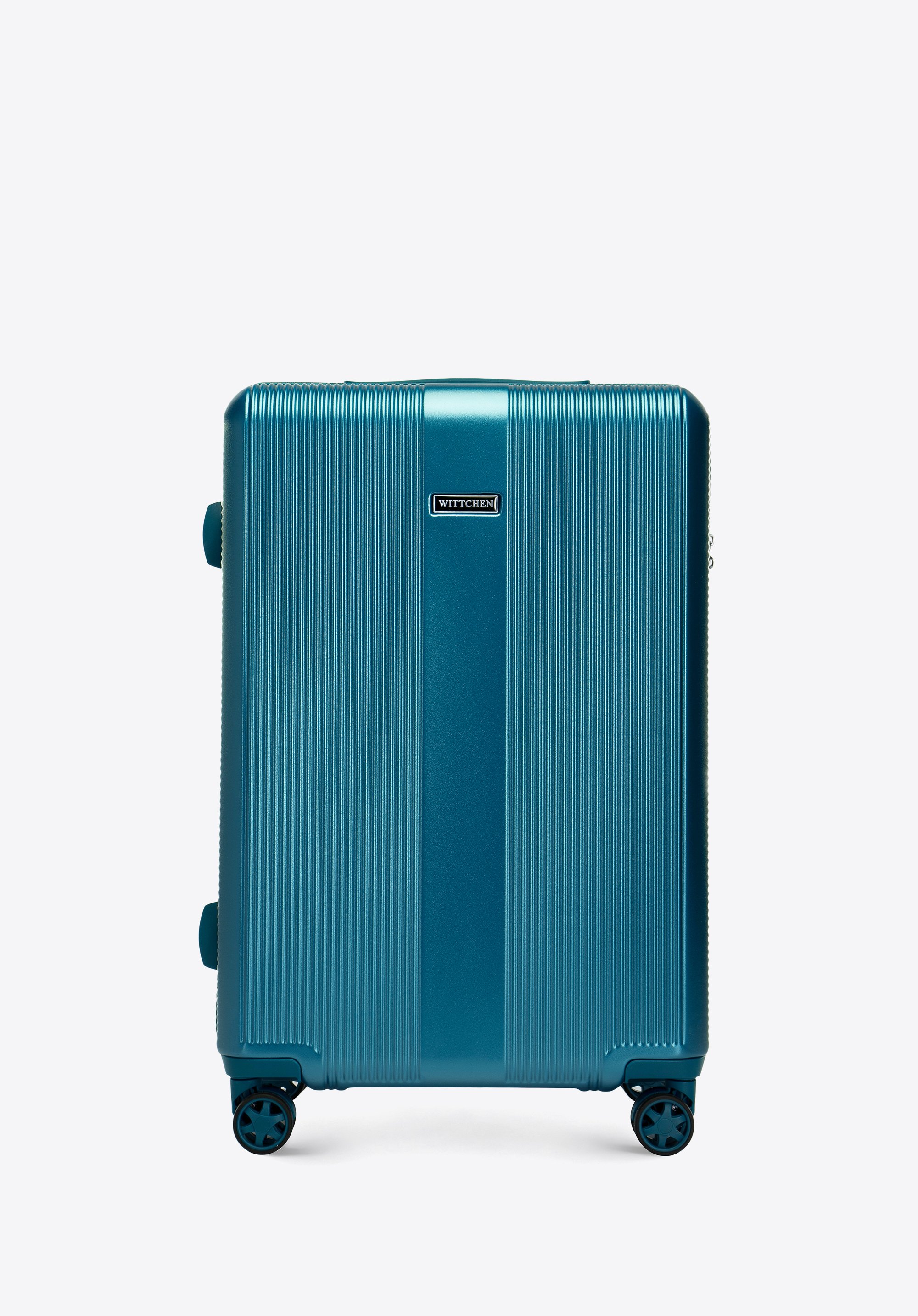 Середня валіза з полікарбонату з вертикальним тисненням, синій, 56-3P-902-11, Фото 1