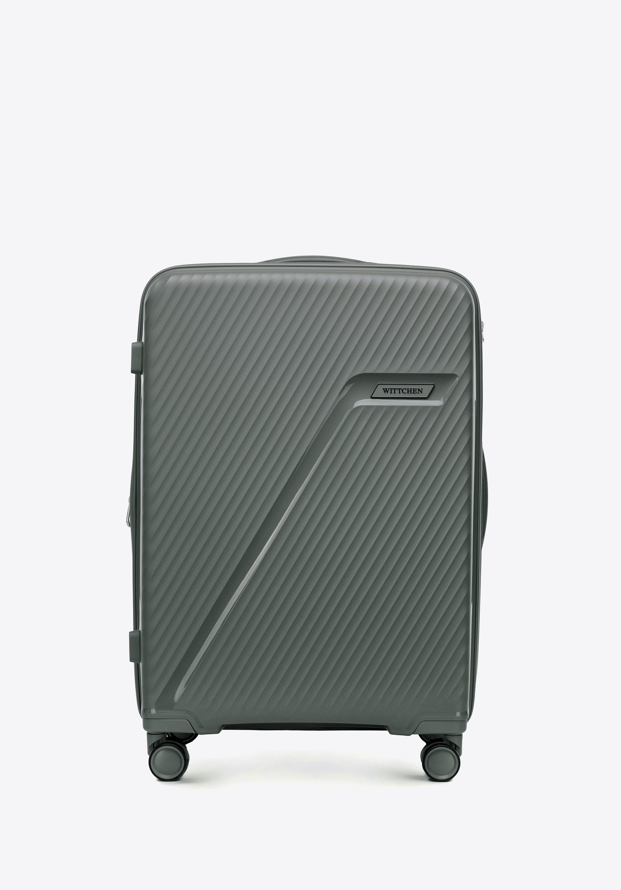 Середня валіза з поліпропілену з діагональними смужками, сірий, 56-3T-502-01, Фото 1