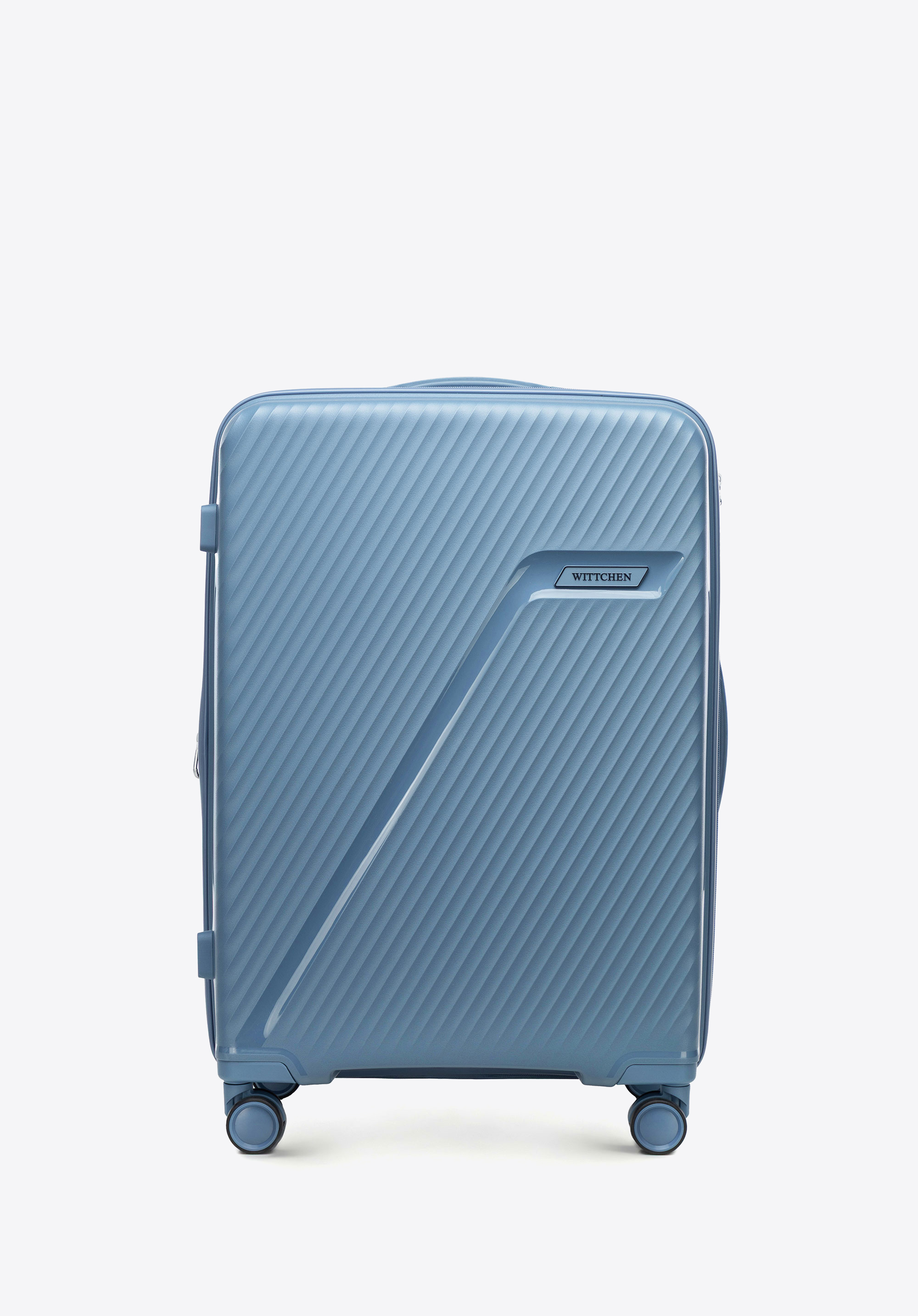 Середня валіза з поліпропілену з діагональними смужками, синій, 56-3T-502-30, Фото 1