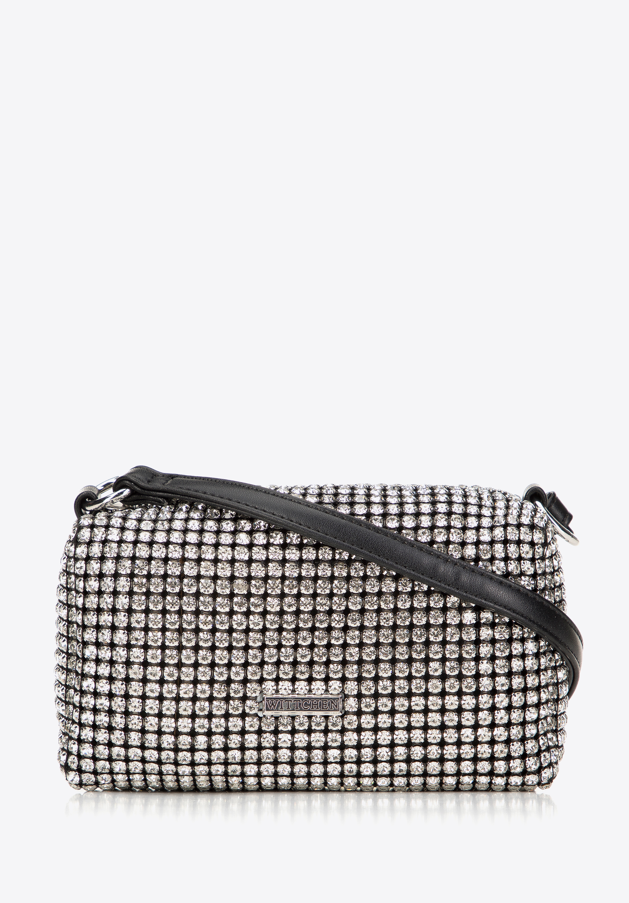 Вечірня сумочка-клатч зі стразами, срібний, 98-4Y-018-S, Фото 1