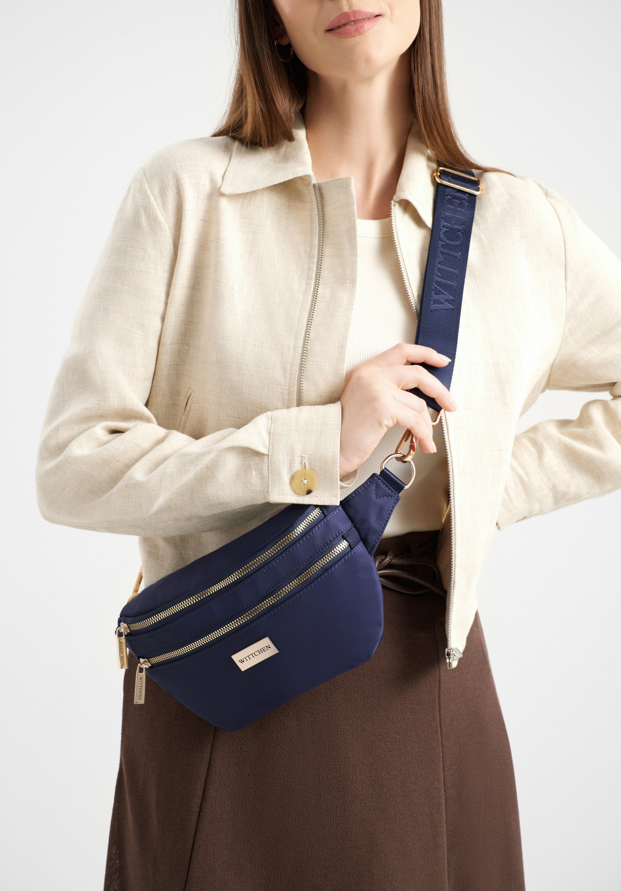 Жіноча нейлонова поясна сумка з регульованим поясом, темно-синій, 29-4P-201-90, Фото 1