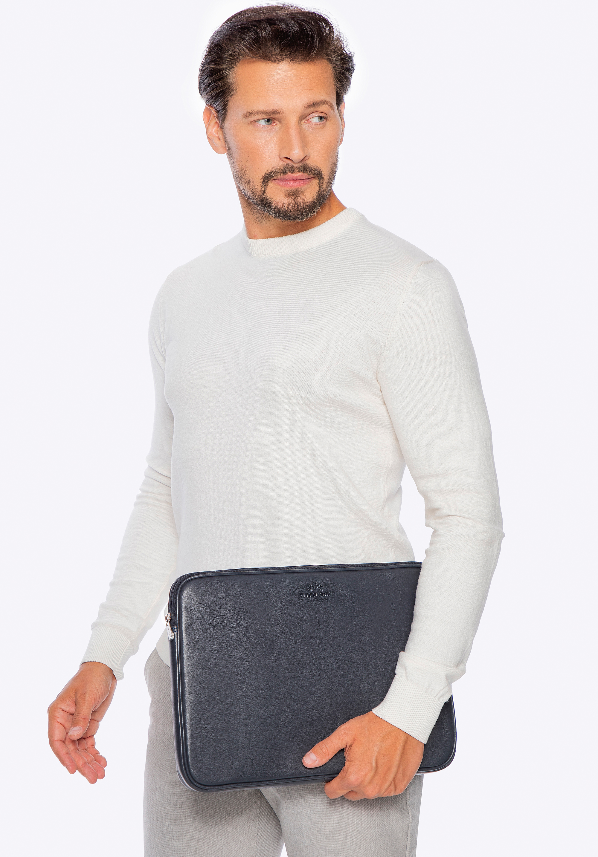 Шкіряний чохол для ноутбука 15,6 дюймів, темно-сірий, 16-2-001-9, Фото 1