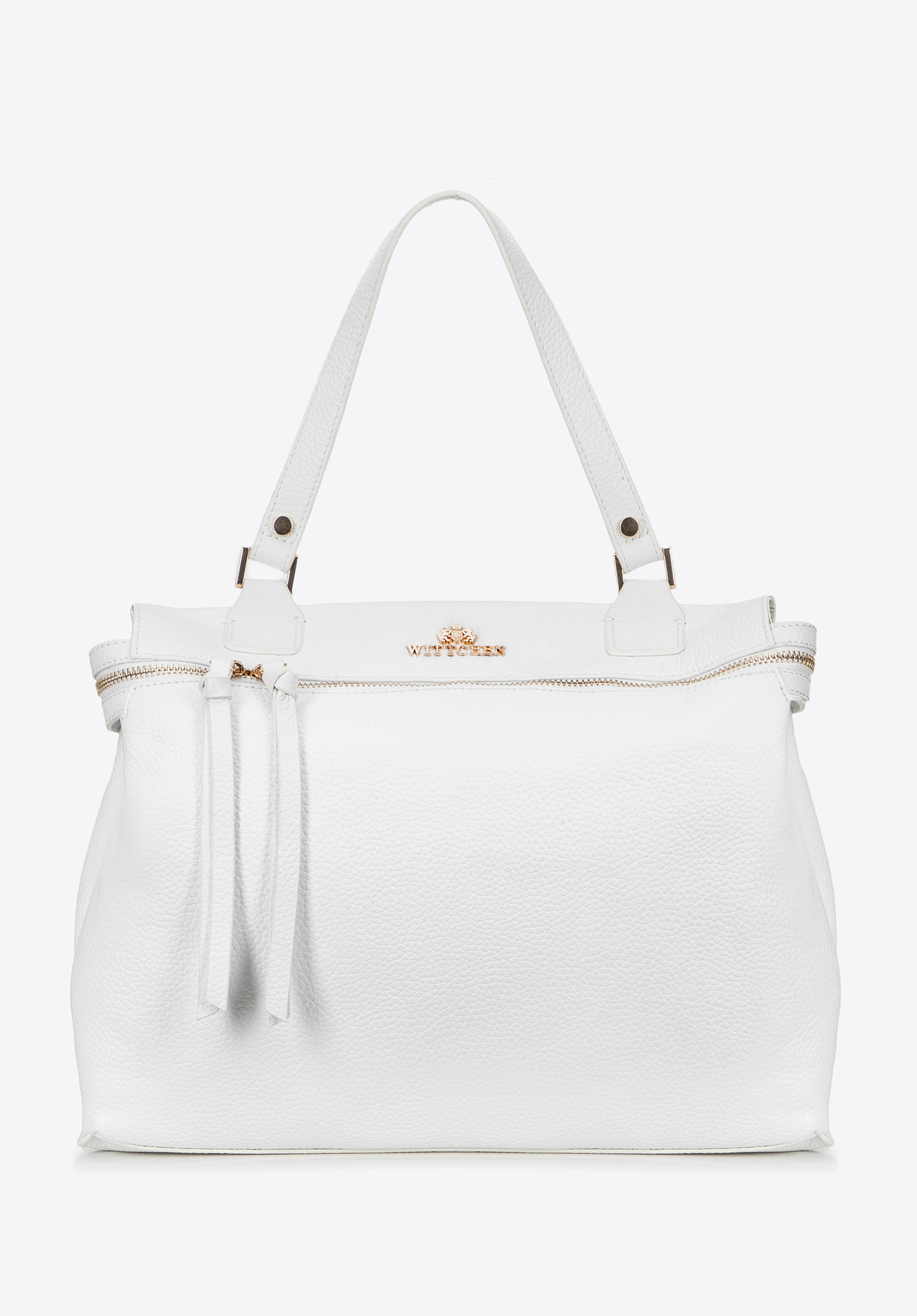 Жіноча сумка з натуральної зернистої шкіри, білий, 100-4E-801-0, Фото 1