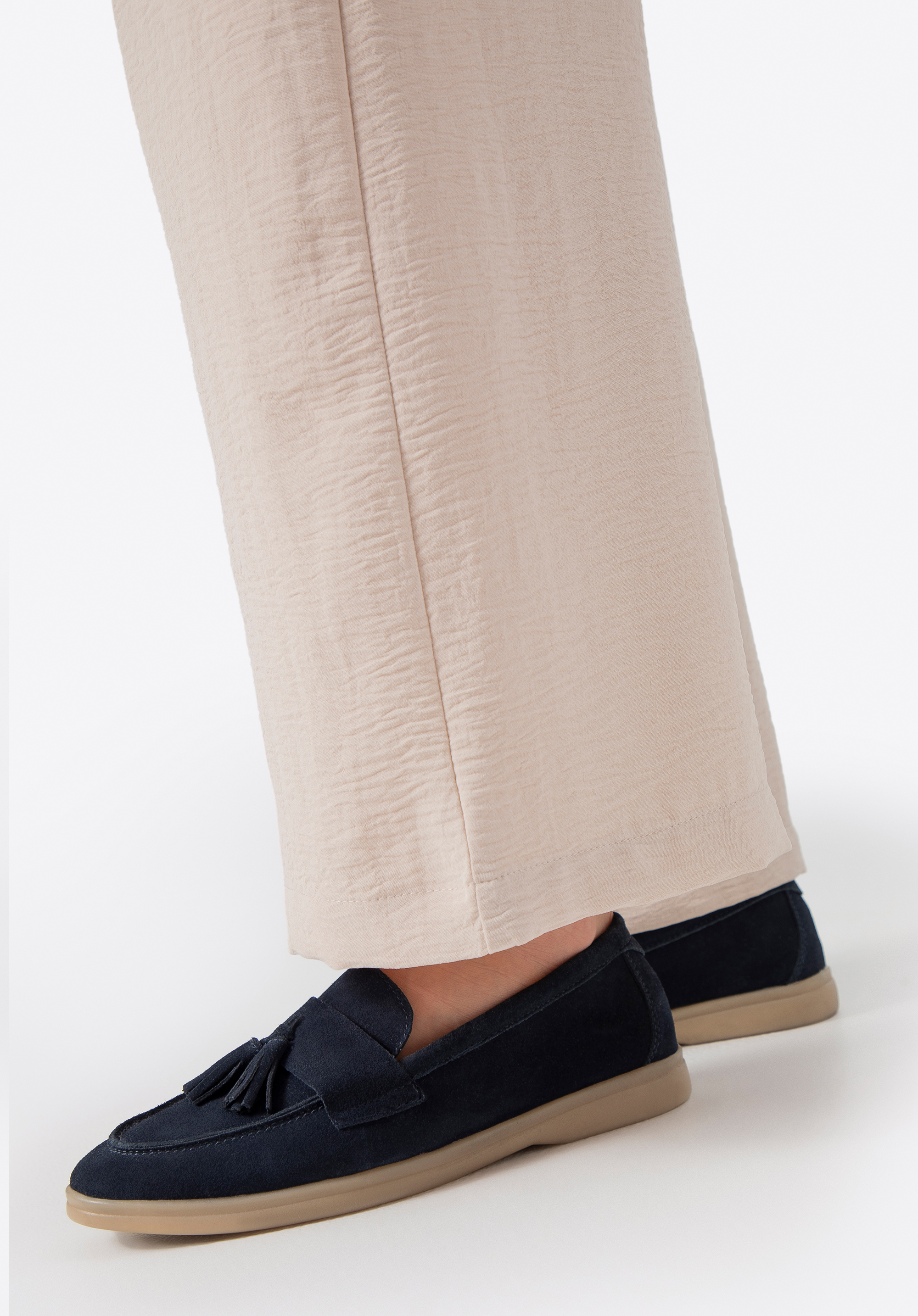 Жіночі замшеві мокасини з китицею, темно-синій, 100-D-402-N-36, Фото 1