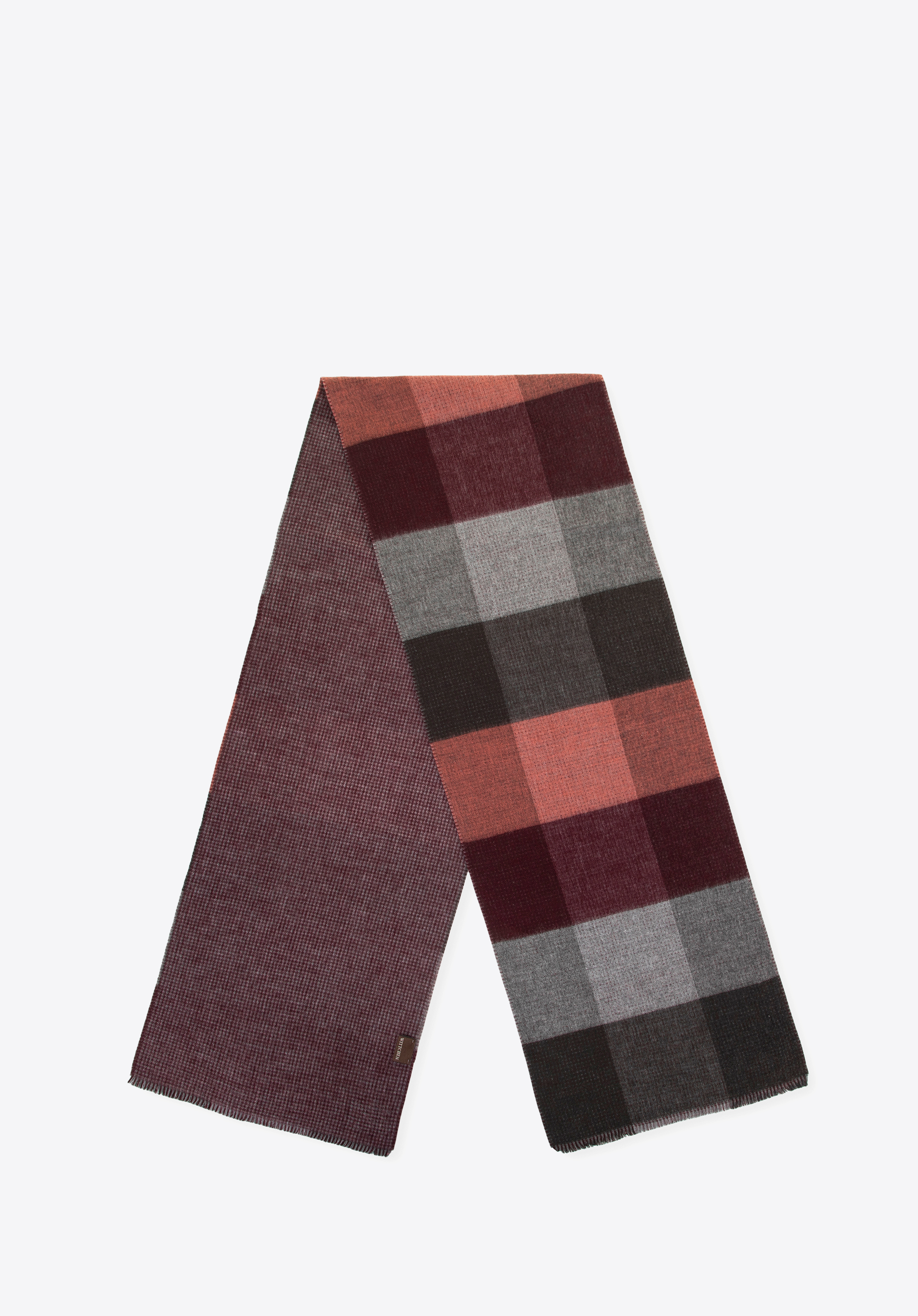 Чоловічий шарф у клітинку, бордово-сірий, 100-7M-003-3, Фото 1