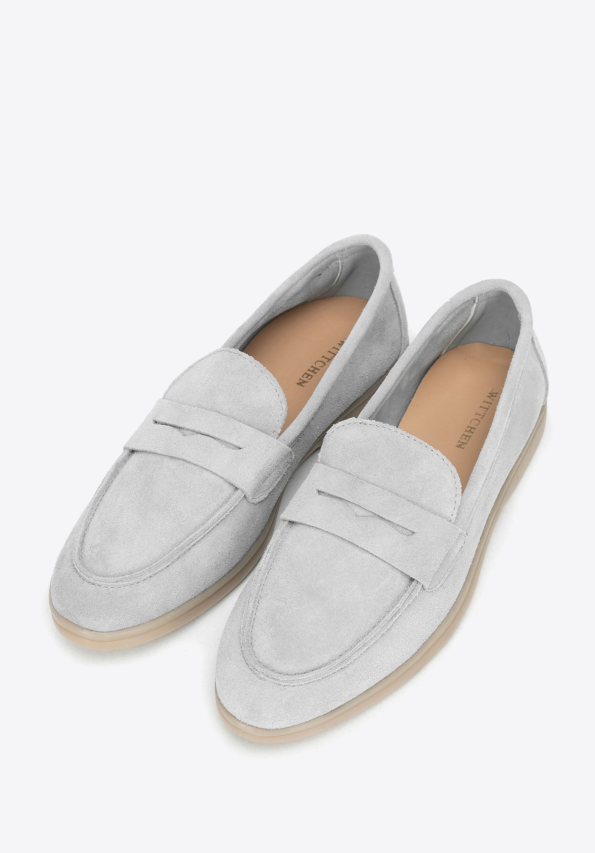 Жіночі класичні замшеві мокасини, світло-сірий, 100-D-401-8-35, Фото 1