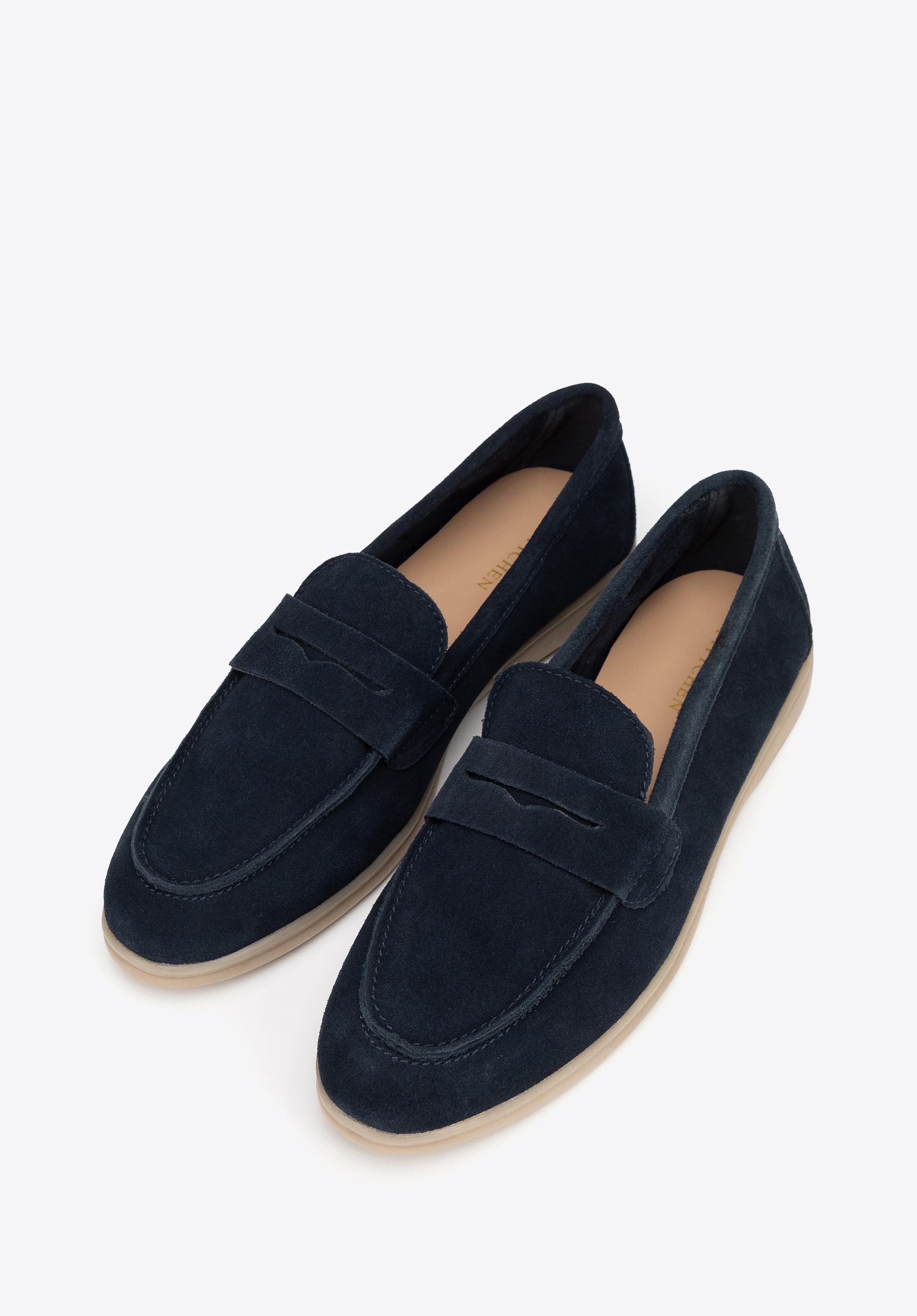 Жіночі класичні замшеві мокасини, темно-синій, 100-D-401-N-35, Фото 1