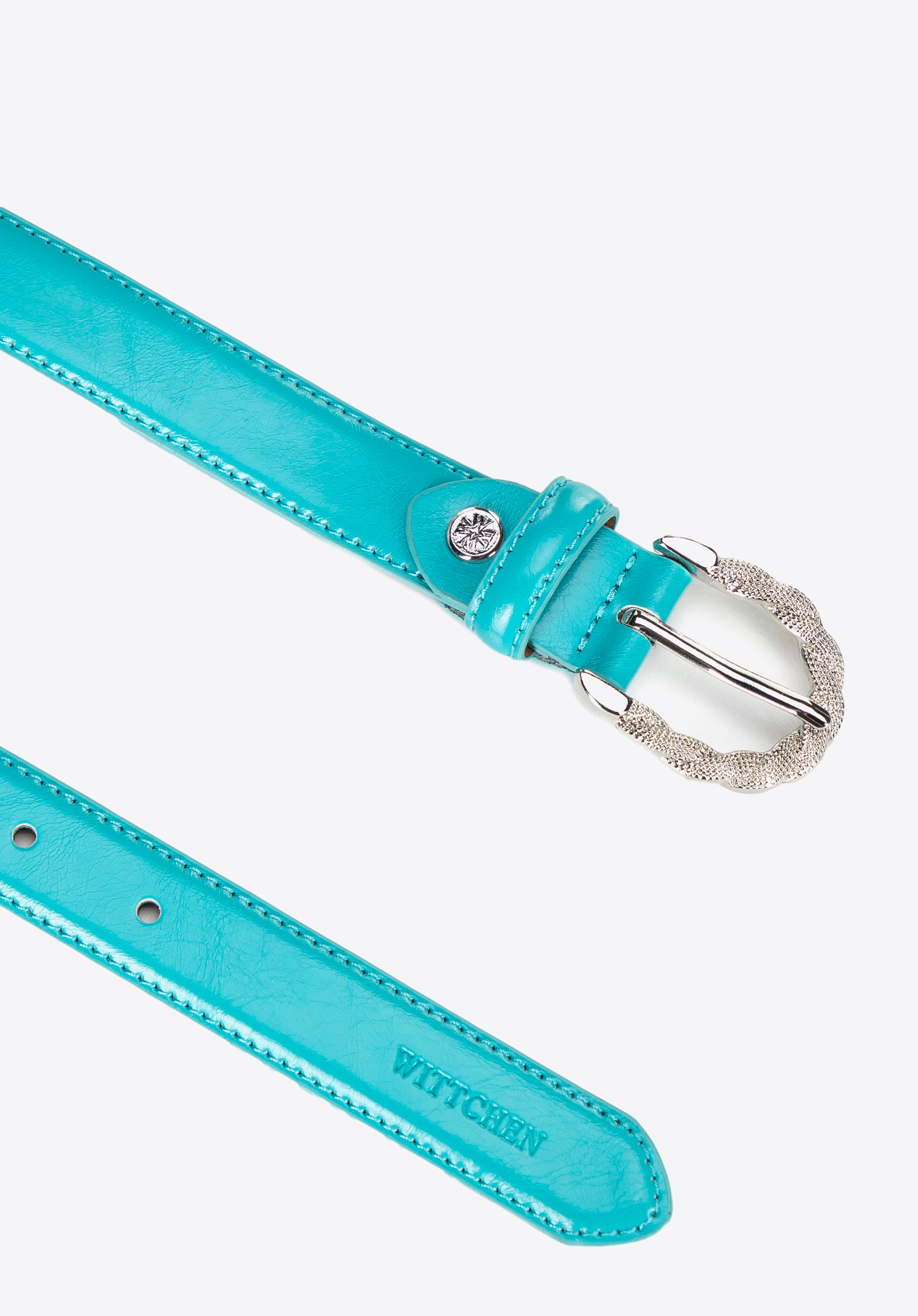 Жіночий тонкий шкіряний ремінь, морський, 101-8D-205-7-S, Фото 1