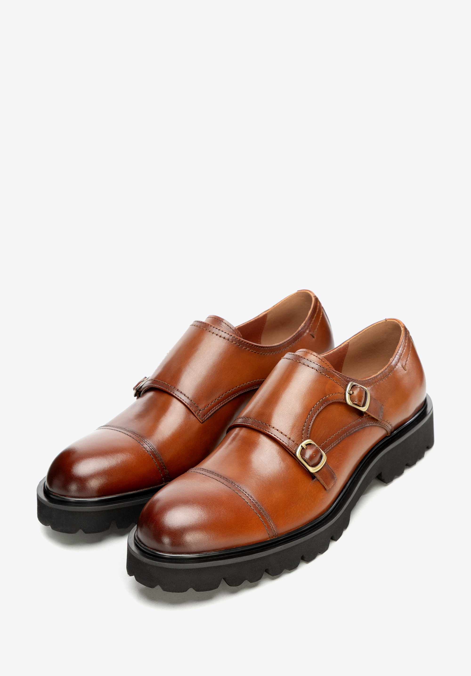 Чоловічі шкіряні напівчеревики на підошві track, світло-коричневий, 101-M-502-1-41, Фото 5