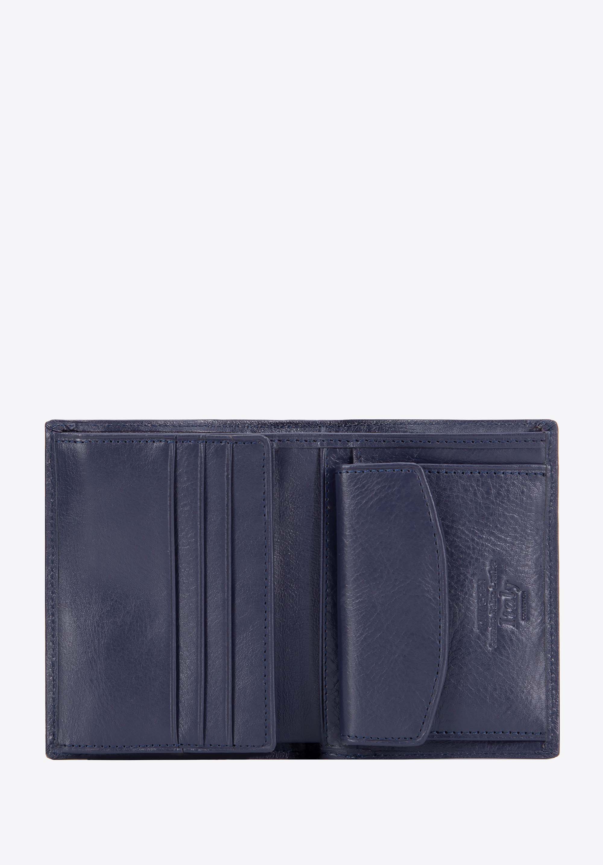 Чоловічий невеликий шкіряний гаманець з RFID, темно-синій, 21-1-023-NL, Фото 1