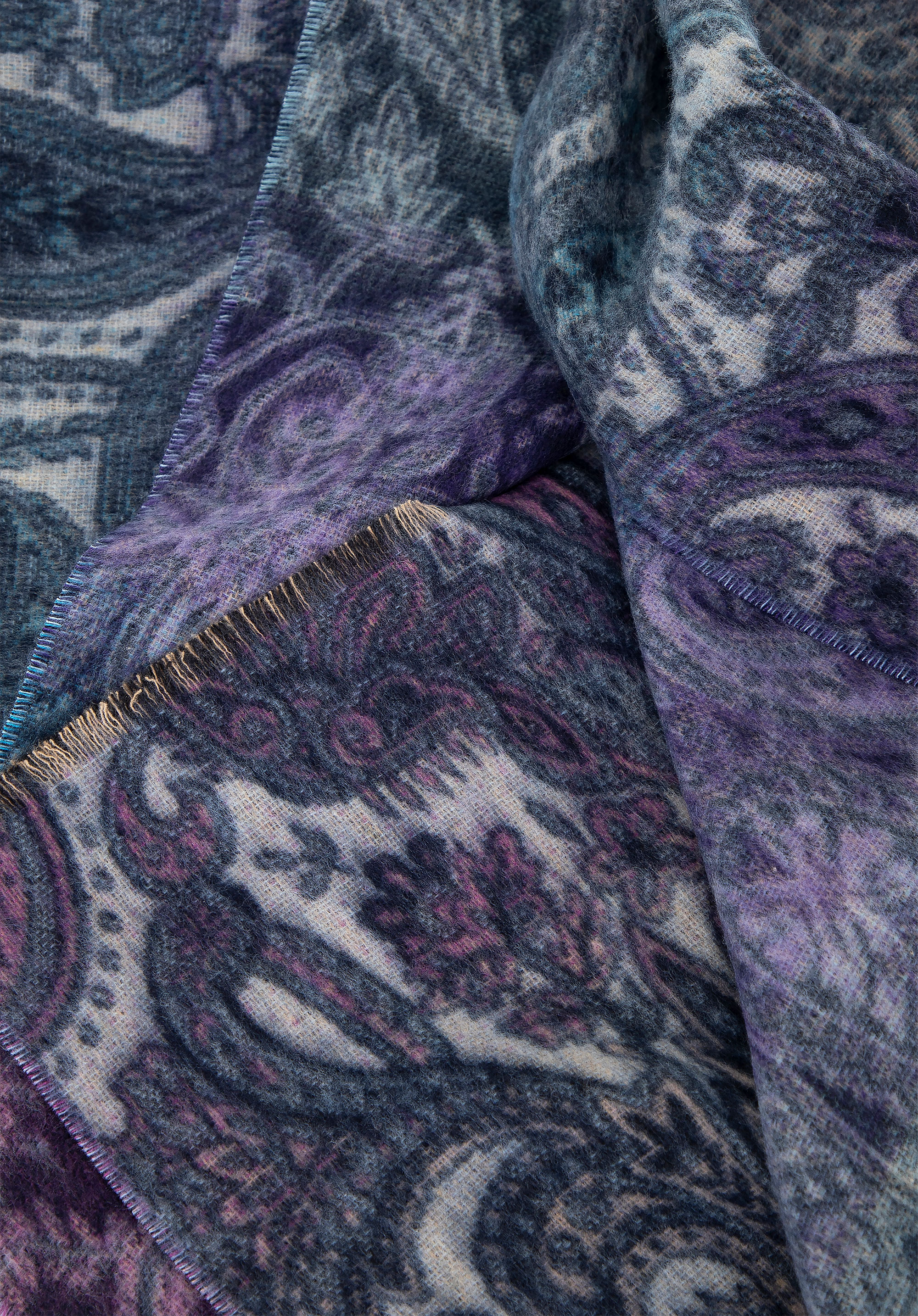 Жіночий шарф пейслі, синьо-фіолетовий, 100-7D-003-V, Фото 1