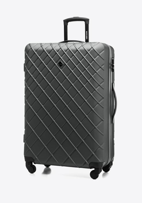ABS nagy bőrönd ferde ráccsal, acél - fekete, 56-3A-553-91, Fénykép 5