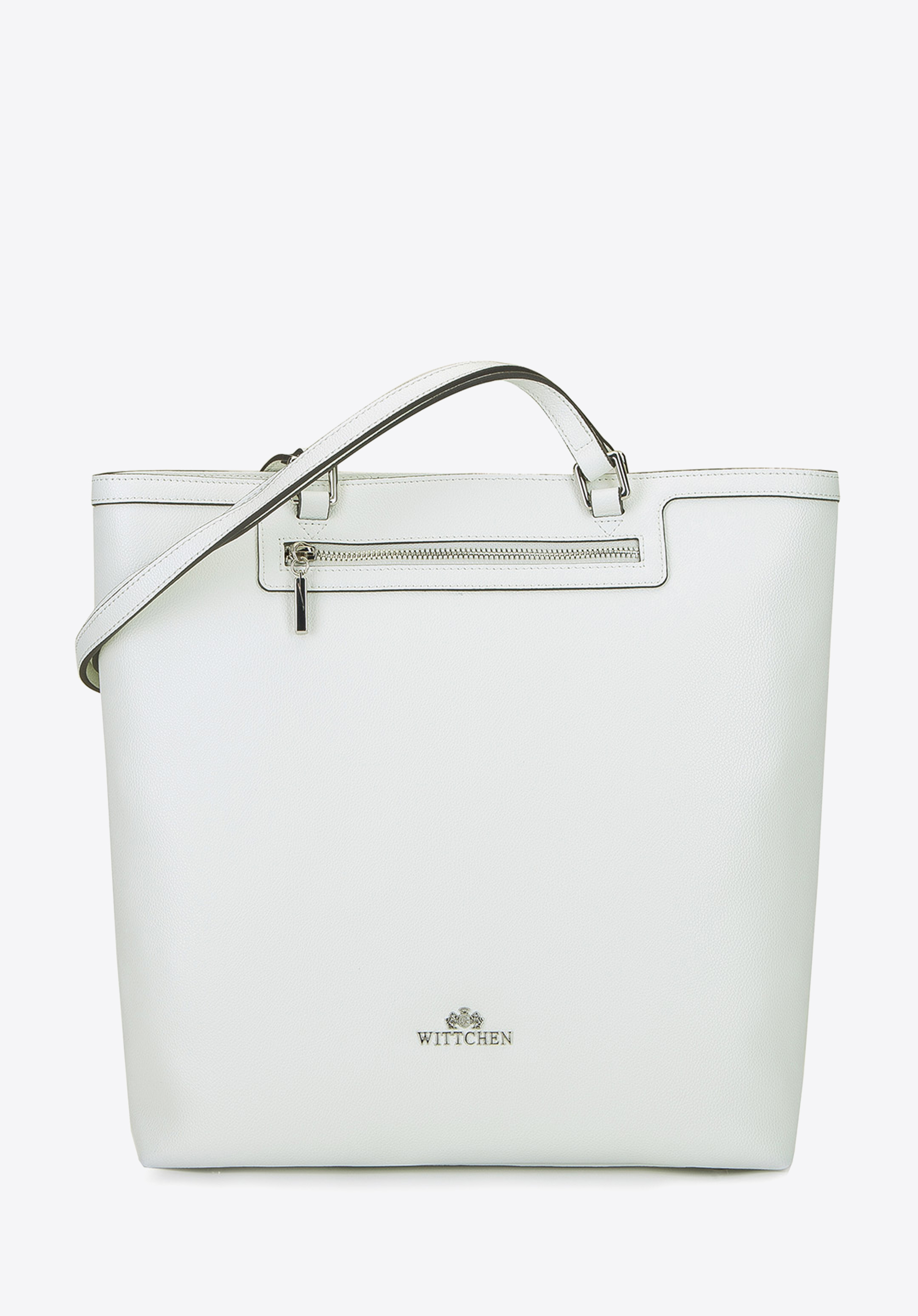 Geantă shopper simplă din piele, alb, 92-4E-600-0, Fotografie 1