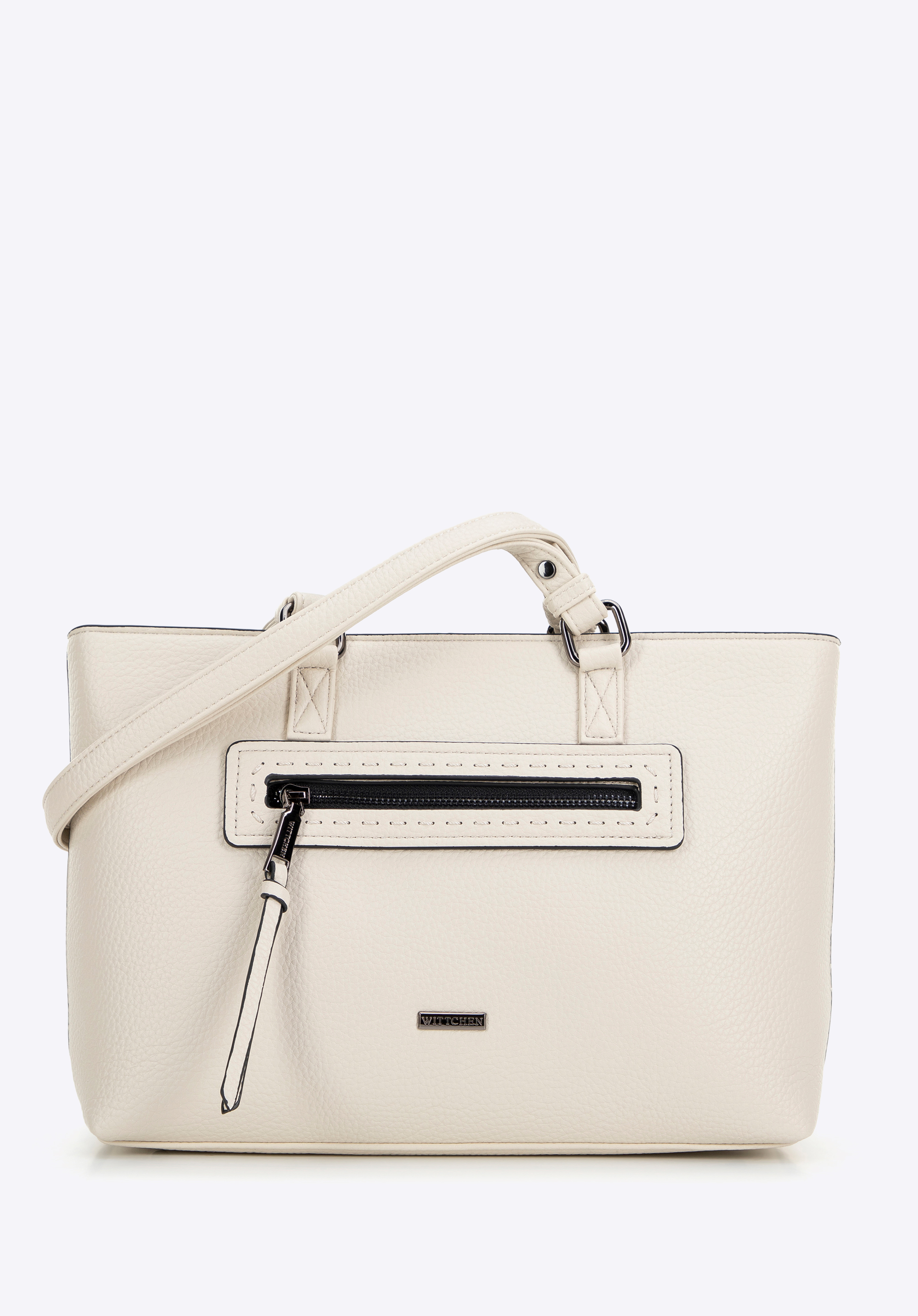 Geantă shopper de damă din piele artificială, crem, 99-4Y-707-0, Fotografie 1