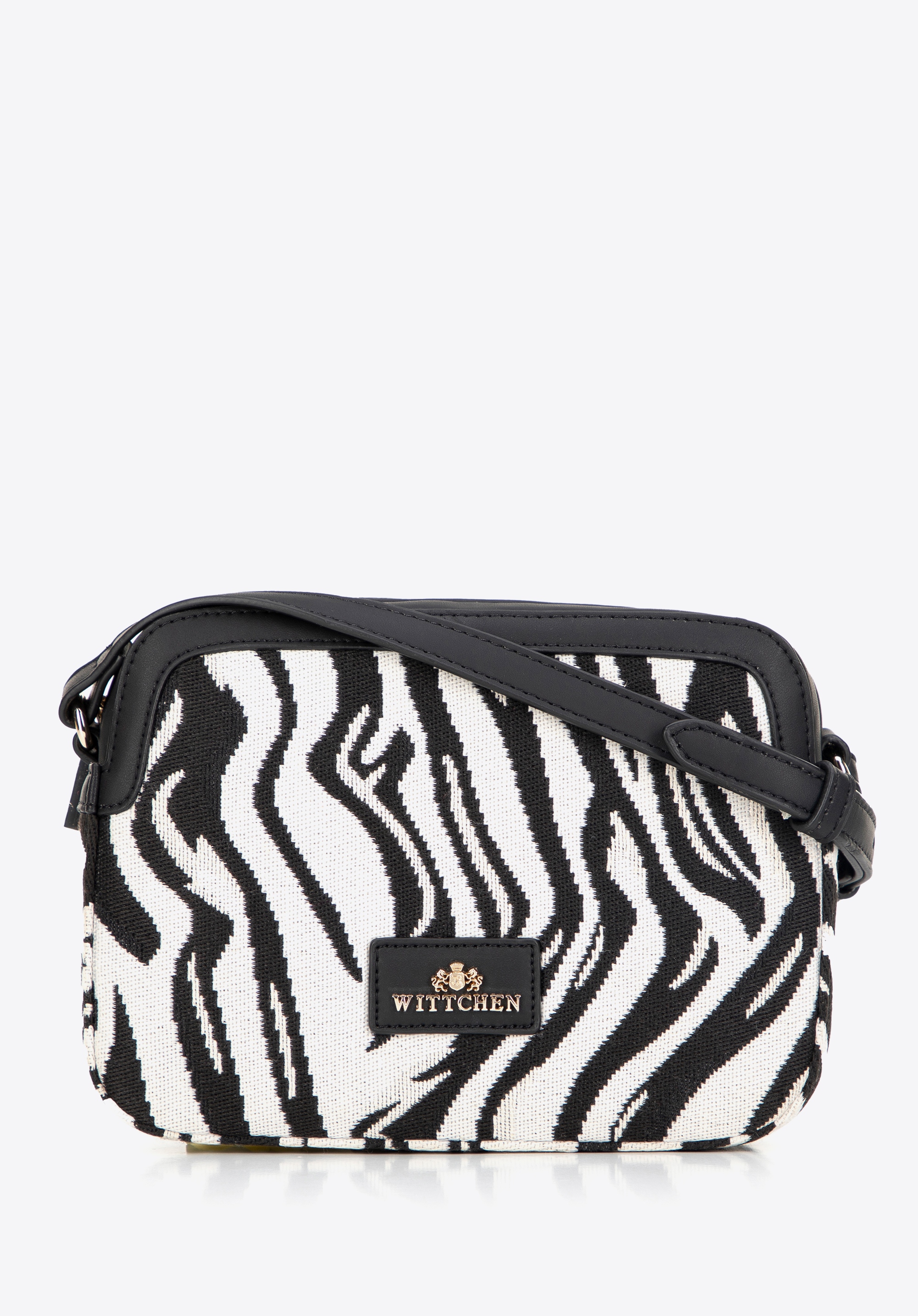 Geantă de mână pentru femei din jacquard și piele ecologică, alb - negru, 99-4E-503-X12, Fotografie 1