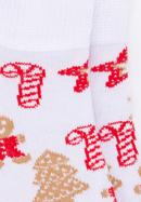 Șosete de damă cu ornamente de Crăciun, alb - roșu, 98-SD-050-X3-38/40, Fotografie 3