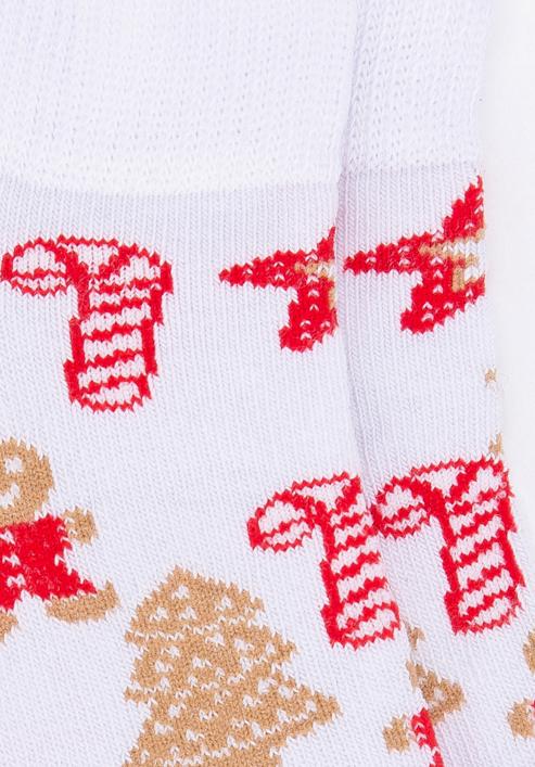 Șosete de damă cu ornamente de Crăciun, alb - roșu, 98-SD-050-X4-38/40, Fotografie 3