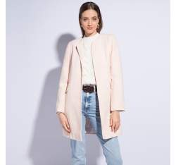Palton de damă, alb - roz, 86-9W-105-9-M, Fotografie 1