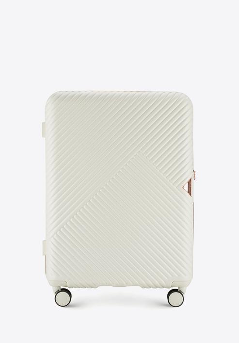 Un set de valize din policarbonat cu dungi, alb, 56-3P-84S-10, Fotografie 2