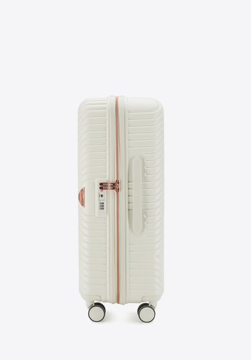 Un set de valize din policarbonat cu dungi, alb, 56-3P-84S-10, Fotografie 3