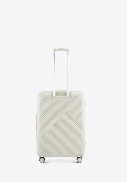Un set de valize din policarbonat cu dungi, alb, 56-3P-84S-10, Fotografie 4