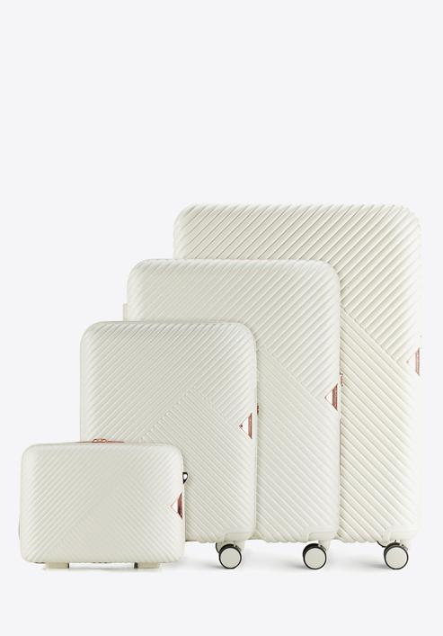 Un set de valize din policarbonat, în dungi, alb, 56-3P-84K-10, Fotografie 1