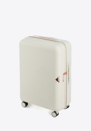 Un set de valize din policarbonat, în dungi, alb, 56-3P-84K-88, Fotografie 1