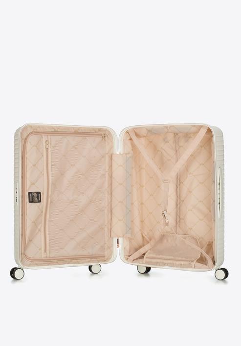 Un set de valize din policarbonat, în dungi, alb, 56-3P-84K-88, Fotografie 6