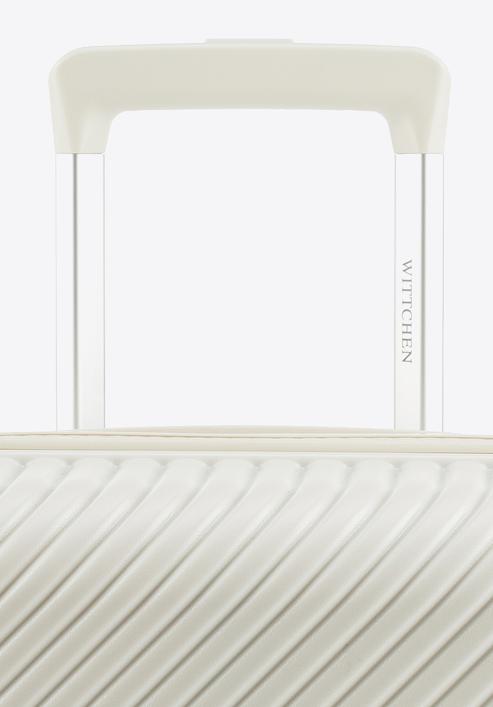 Valiză cabina din policarbonat cu dungi, alb, 56-3P-841-77, Fotografie 9