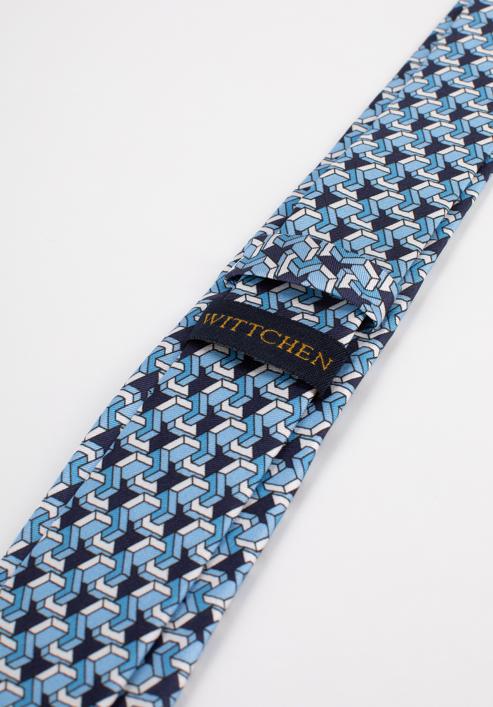 Cravată din mătase cu model, albastru - alb, 97-7K-001-X17, Fotografie 4