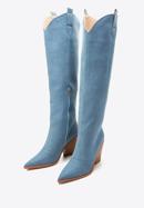 Cizme de cowboy de damă înalte până la genunchi, albastru deschis, 97-D-525-7-36, Fotografie 2