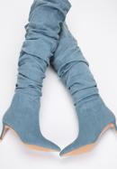 Cizme din denim până la genunchi pentru femei cu tocuri, albastru deschis, 97-D-524-7-37, Fotografie 7