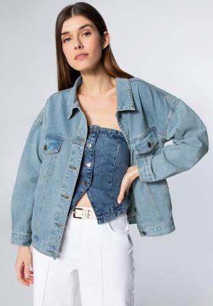 Jachetă de damă oversize din denim, albastru deschis, 98-9X-900-0-L/XL, Fotografie 1