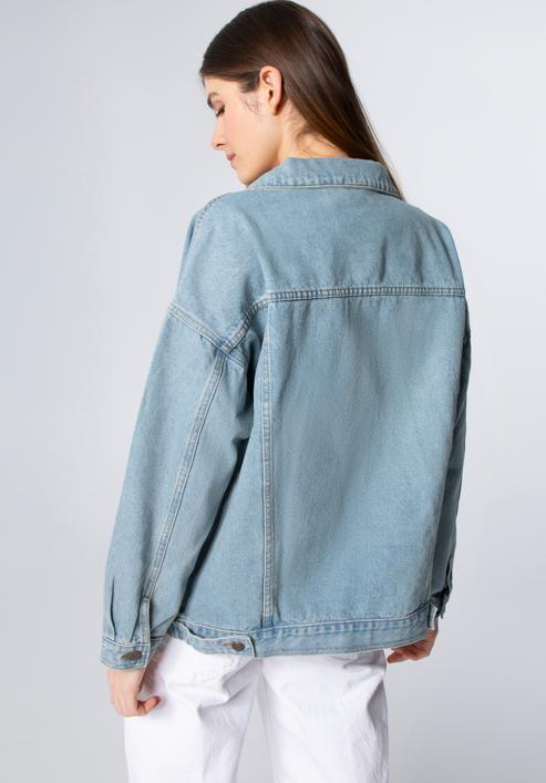 Jachetă de damă oversize din denim, albastru deschis, 98-9X-900-1-S/M, Fotografie 5