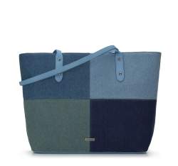 Geantă shopper cu petice din denim, albastru, 94-4Y-522-7, Fotografie 1