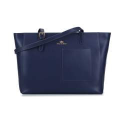 Geantă shopper mare din piele, albastru, 93-4E-615-N, Fotografie 1