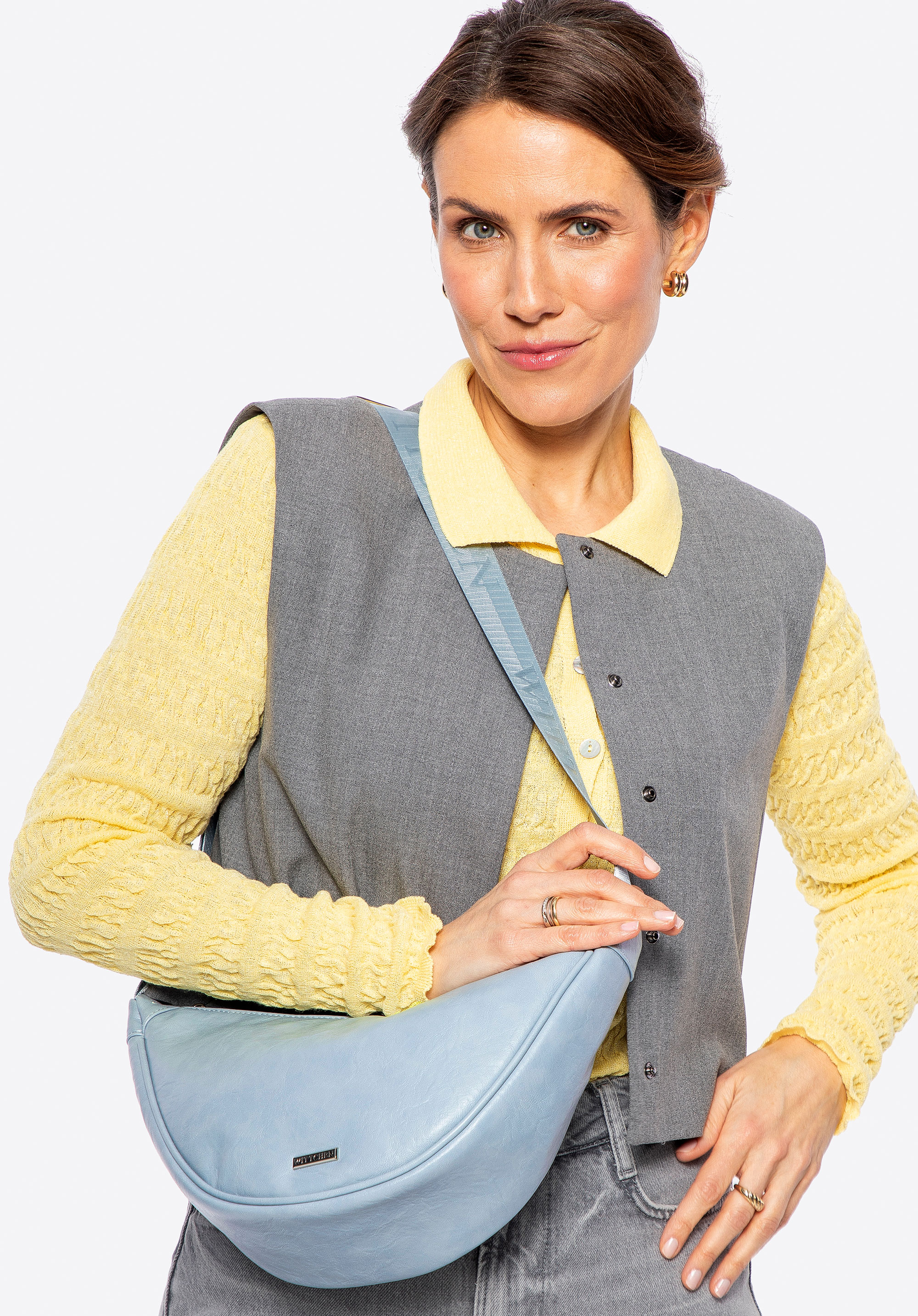 Geantă tip baghetă damă, albastru, 100-4Y-421-N, Fotografie 1