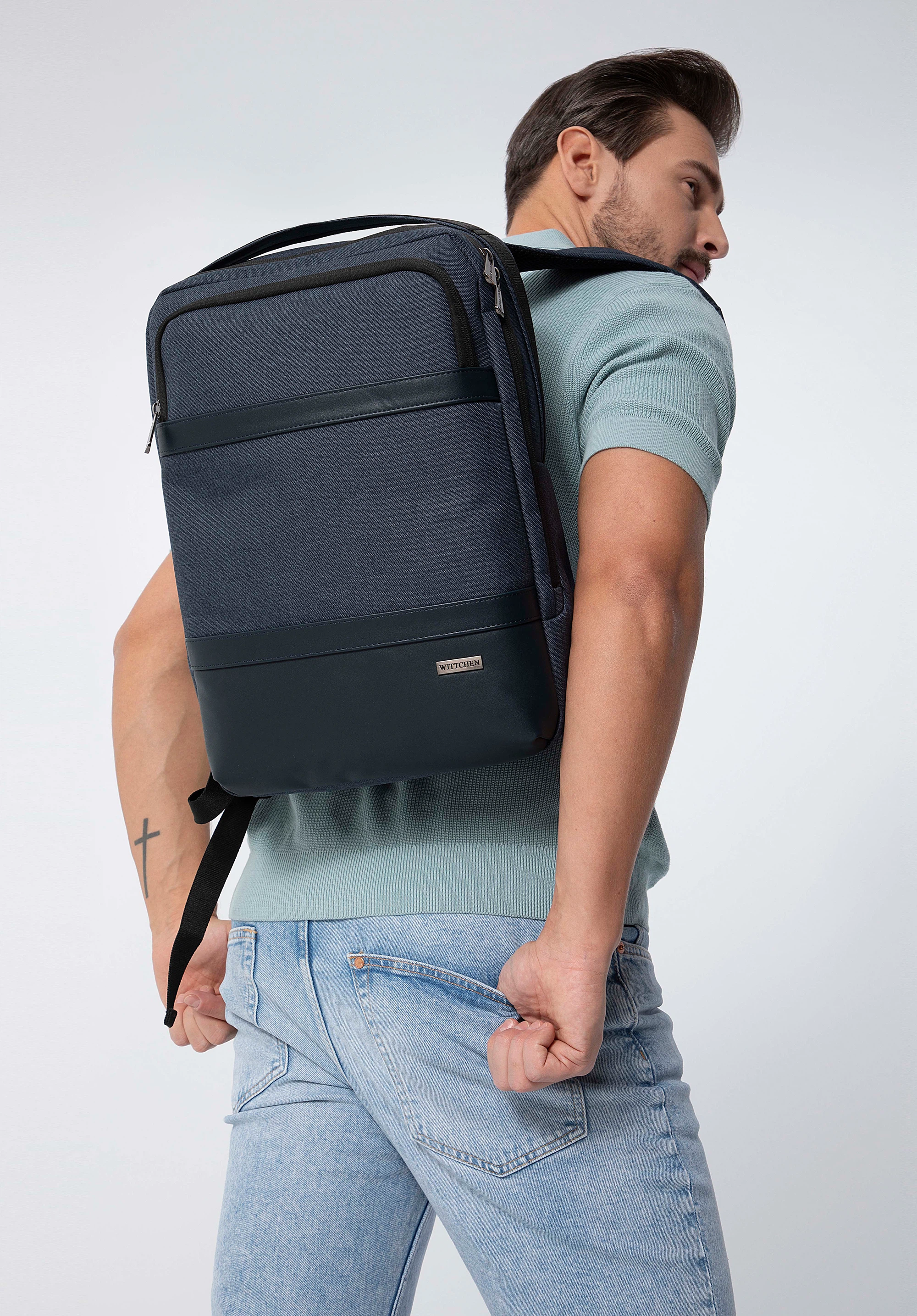 Rucsac pentru laptop de 15,6 pentru bărbați, albastru inchis, 98-3P-512-7, Fotografie 1