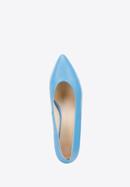 Pantofi damă din piele clasici din piele cu toc pătrat, albastru, 96-D-501-7-35, Fotografie 4